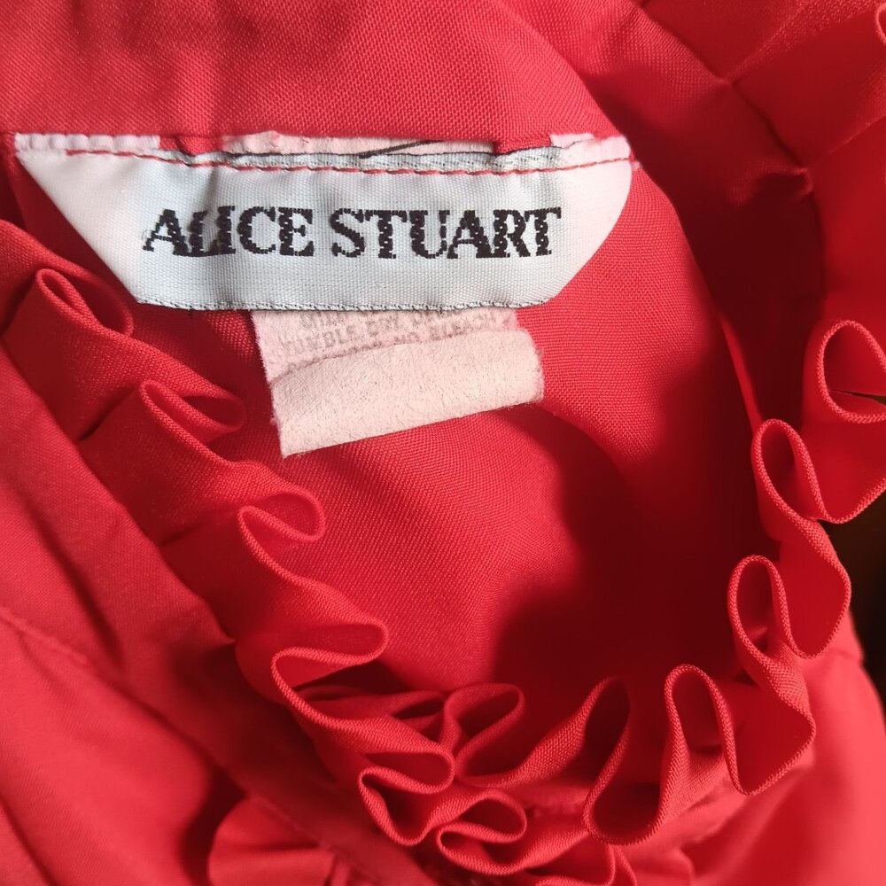 Vintage Small Womens Ruffle Top 1980's Alice Stuart Blouse High Neck Secretary - Picture 6 of 7